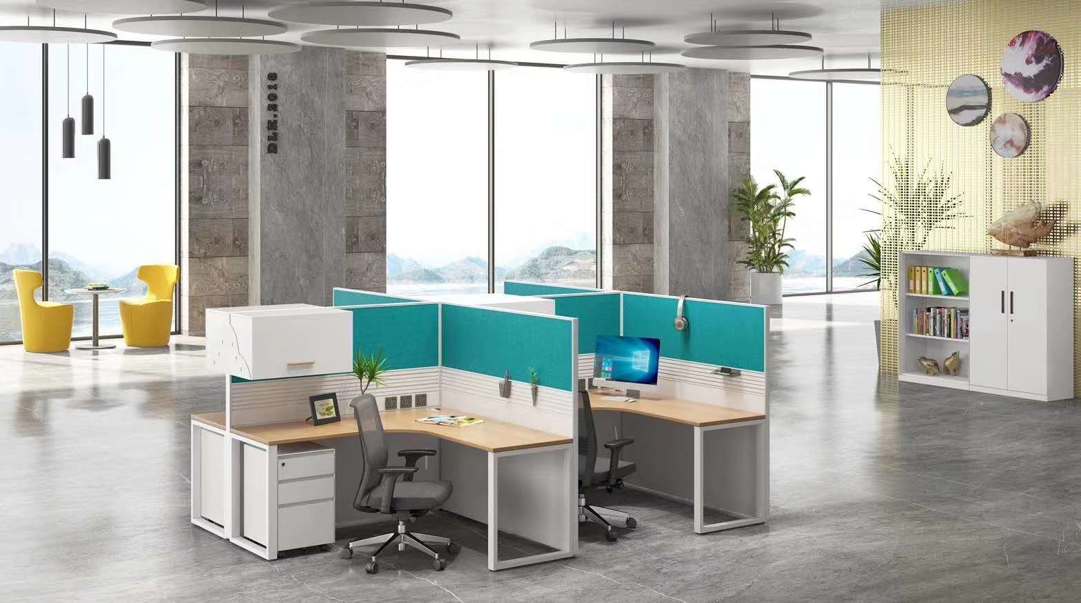 板式辦公桌帶隔層