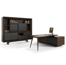 2.4m板式大班臺 鋼架倒角左右互換時尚老板桌EYF-01D24